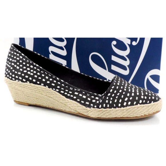 Women's Shoes Lucky Brand Tomlinn Espadrille Wedge Black / Natural Size 9.5